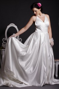 Simpility - Glossy Satin Floor Length Gown