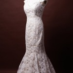 Trumpet bridal dress with sweetheart neckline & cap sleeves