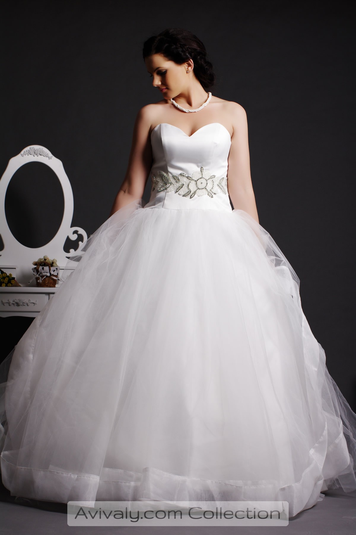 Whity - Strapless Sweetheart Satin Bodice, Layered Tulle Ball Gown Skirt