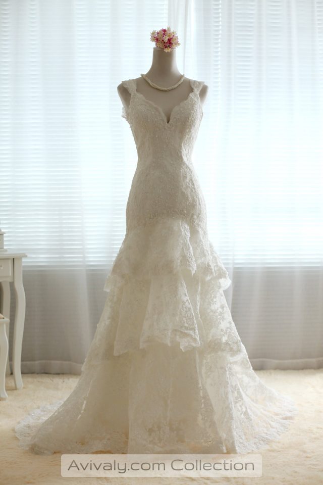 Three Tiered Lace Wedding Dress