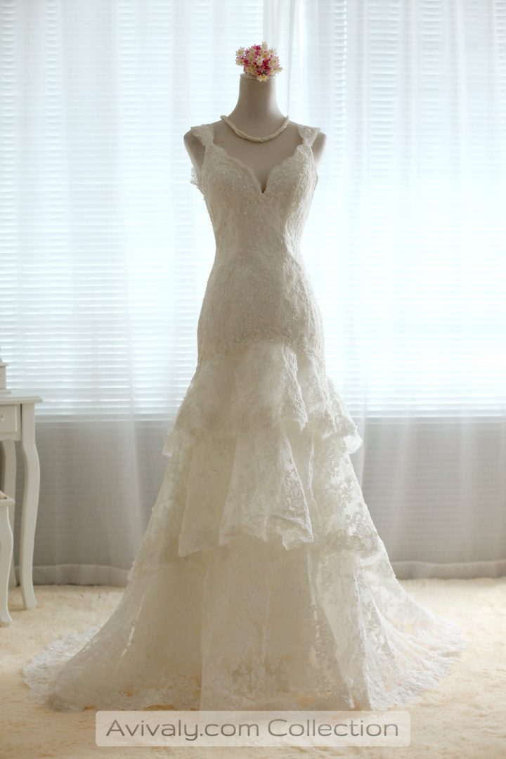 Three Tiered Lace Wedding Dress