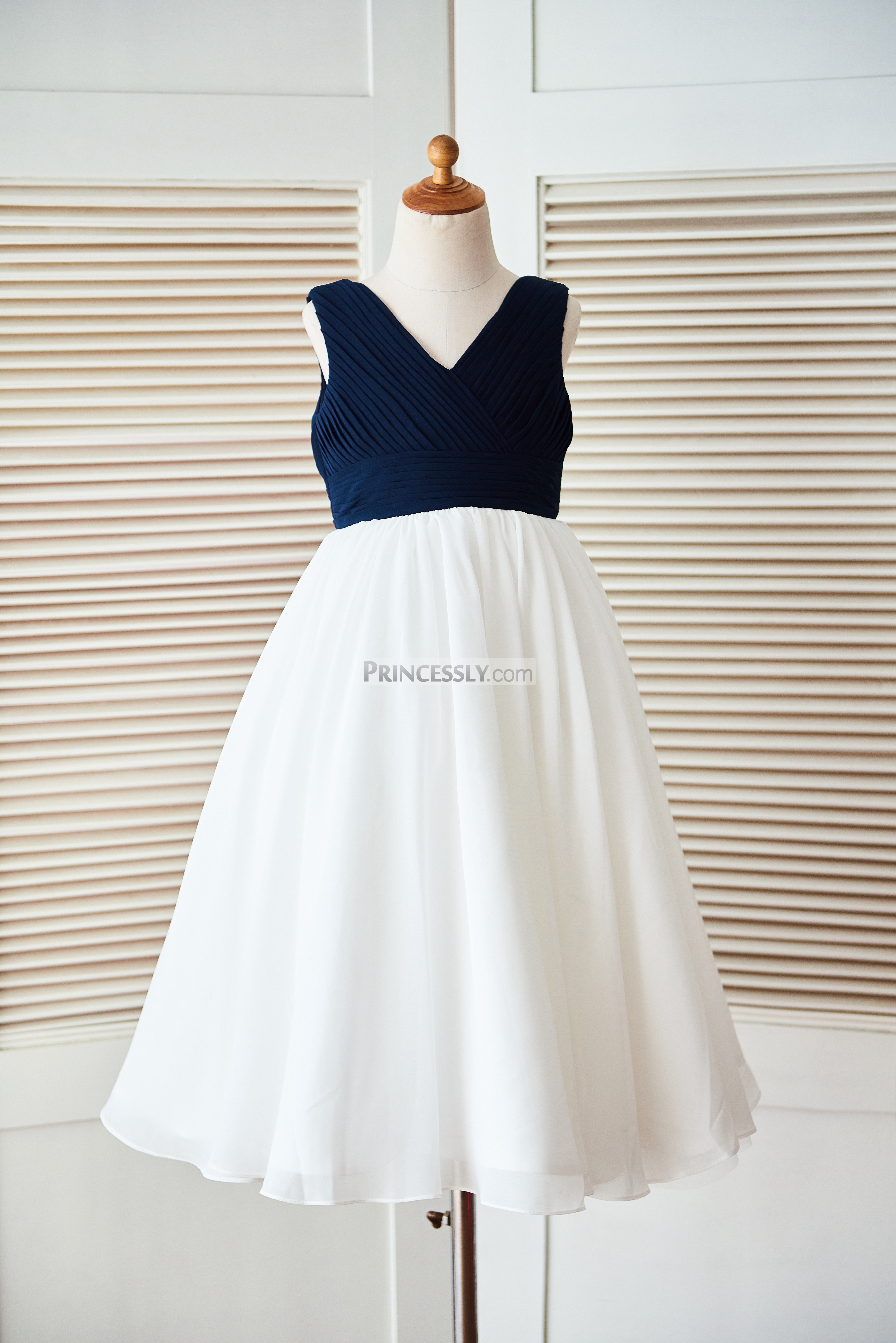 navy and white flower girl dresses