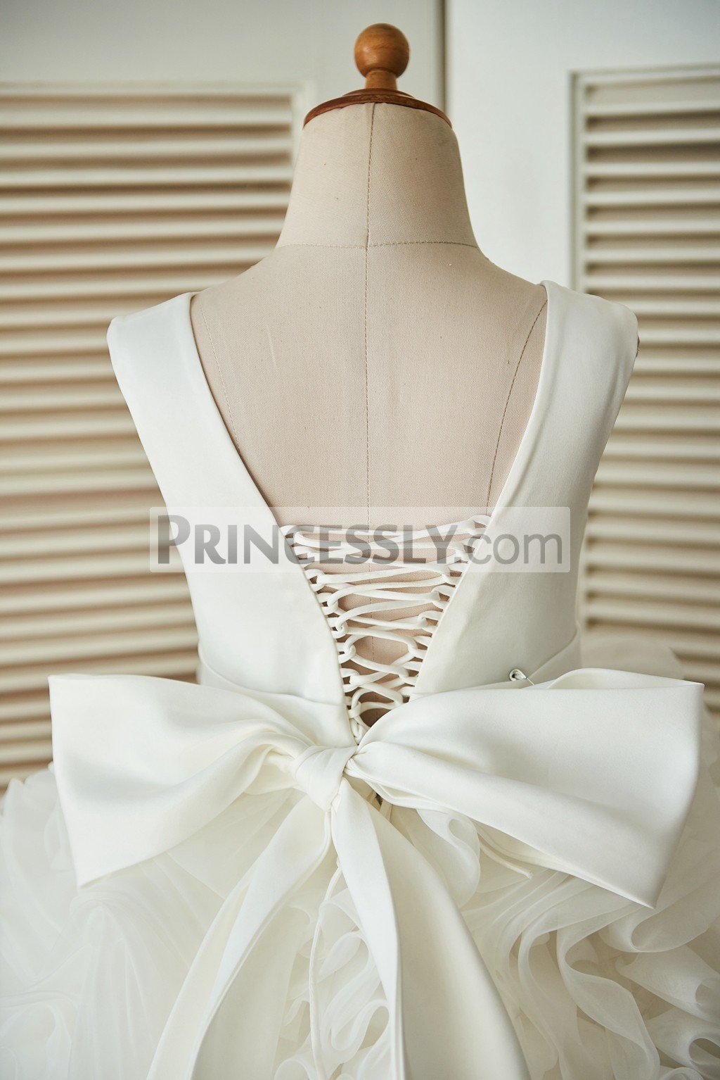 Backless Open V Lace-up Back with a big Bow