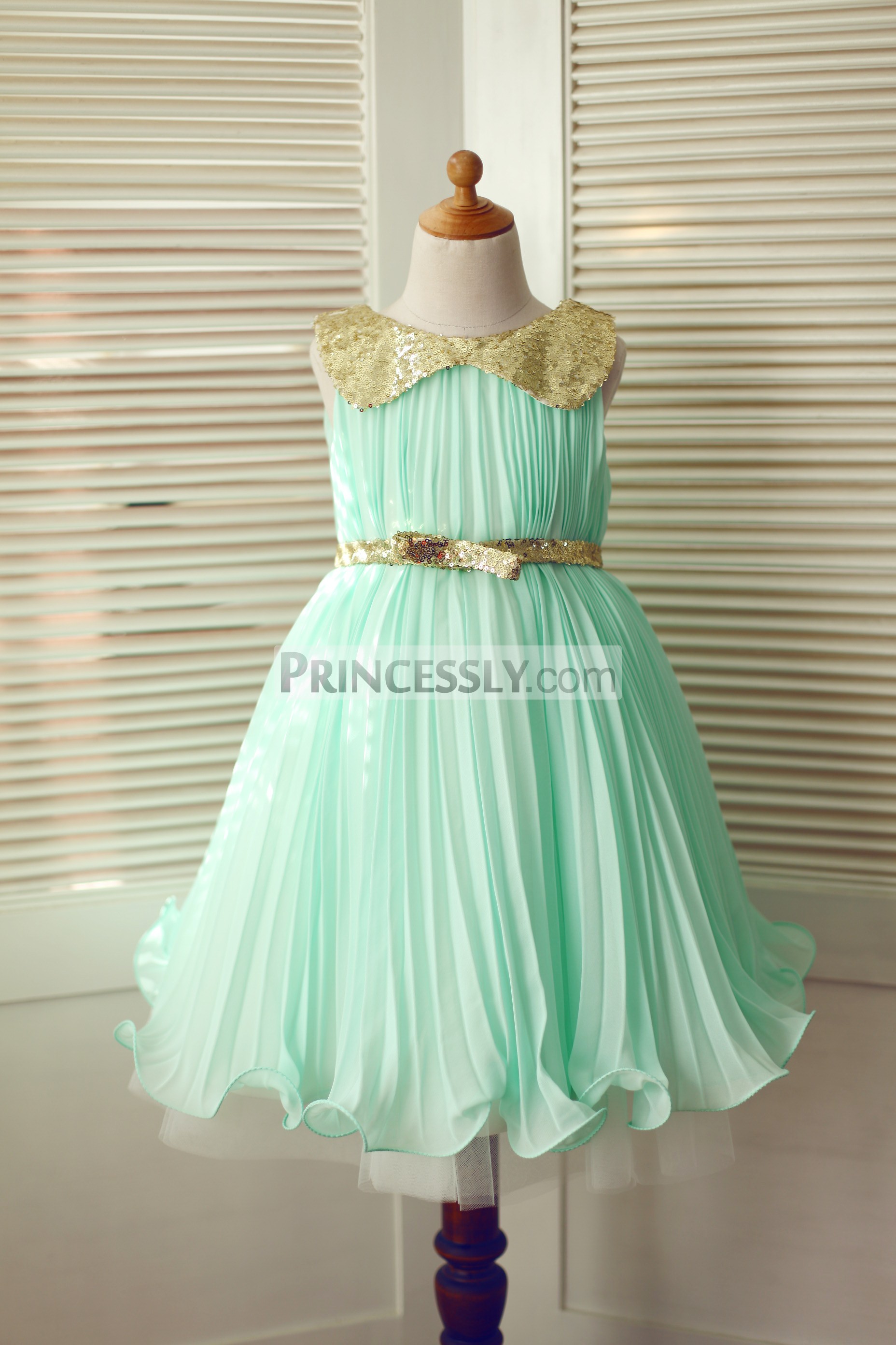 mint green pleated dress