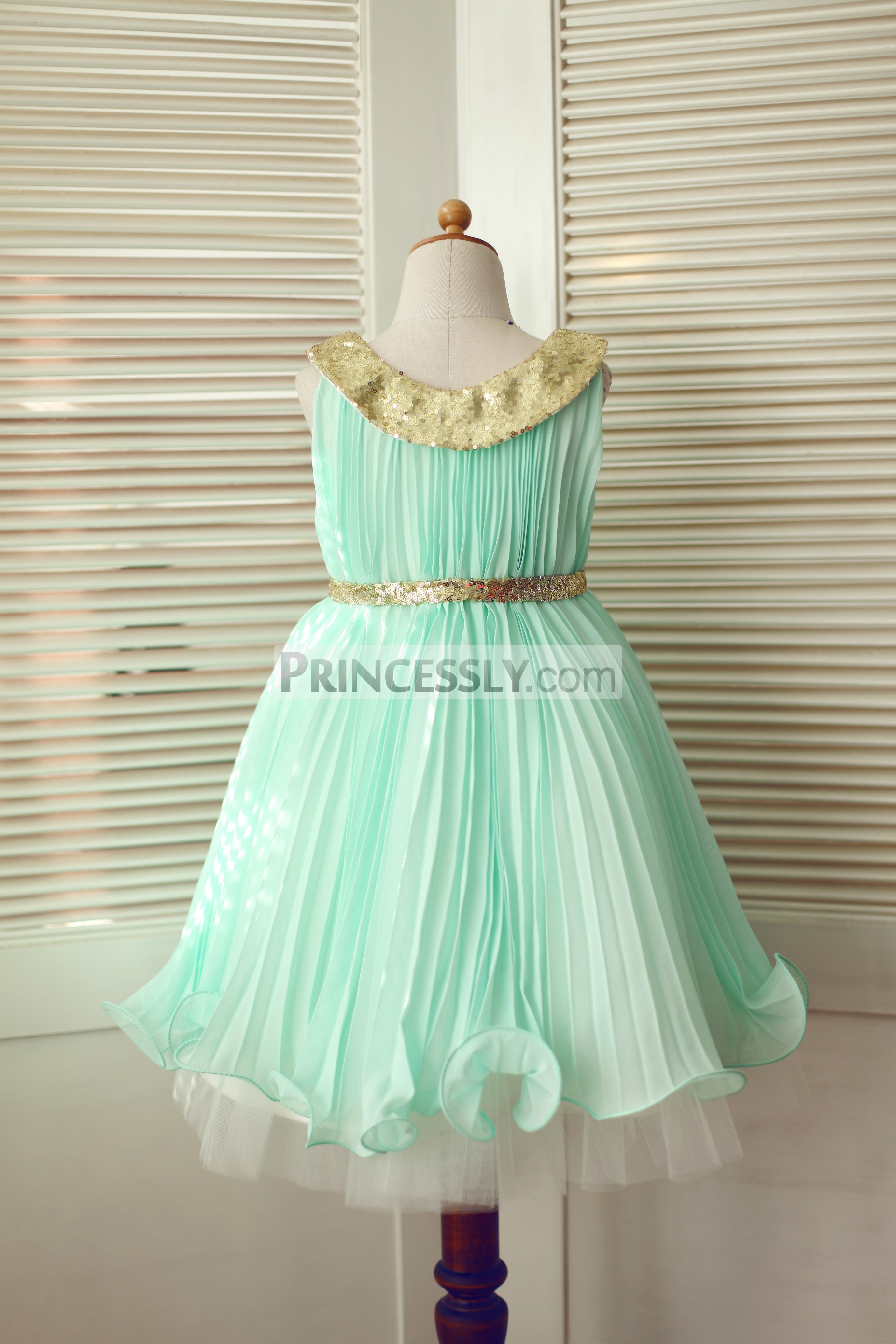 Mint green chiffon ivory tulle wedding baby girl dress