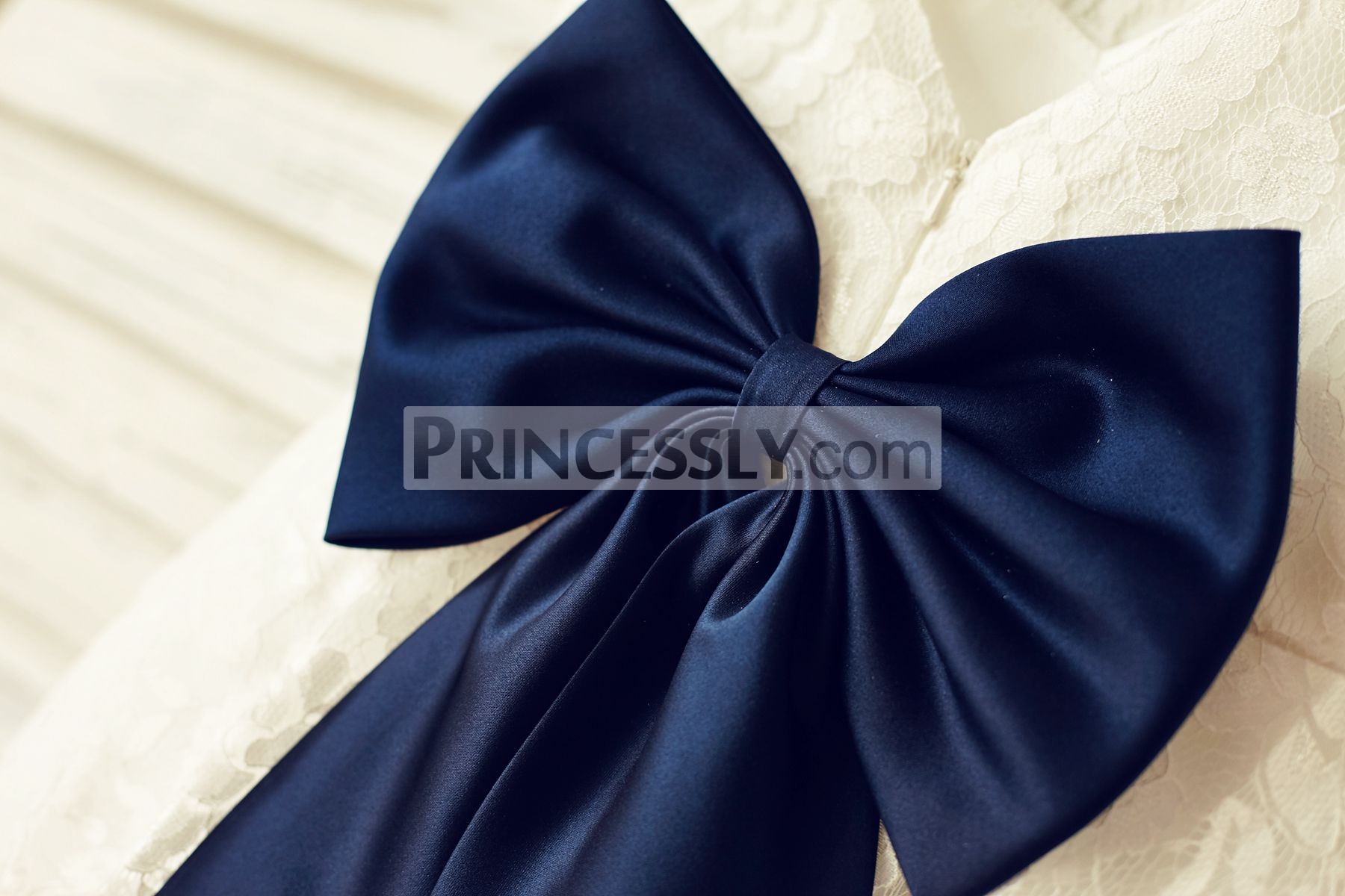 Pre-made navy blue satin big bow