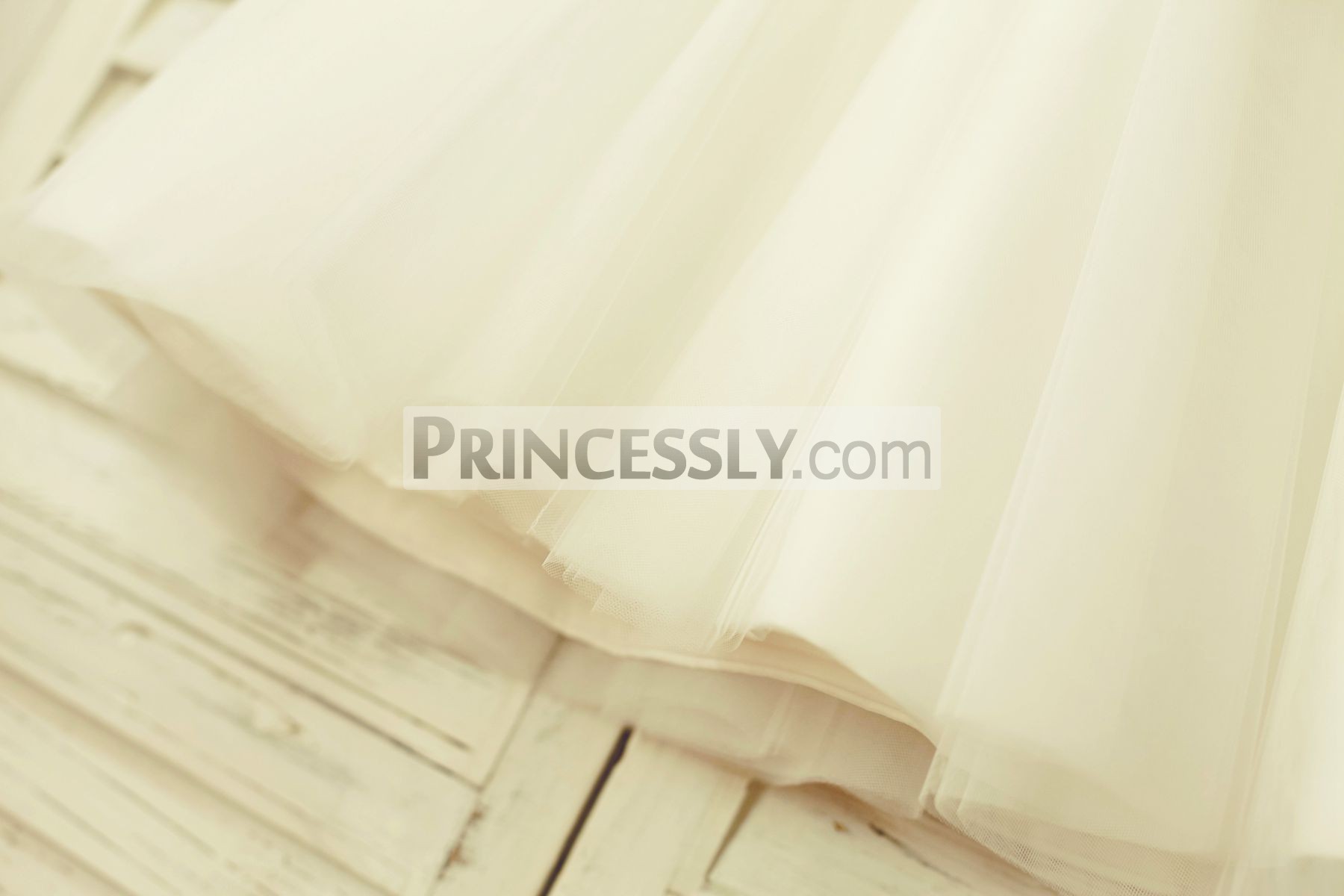 Soft ivory tulle skirt in multi-layered