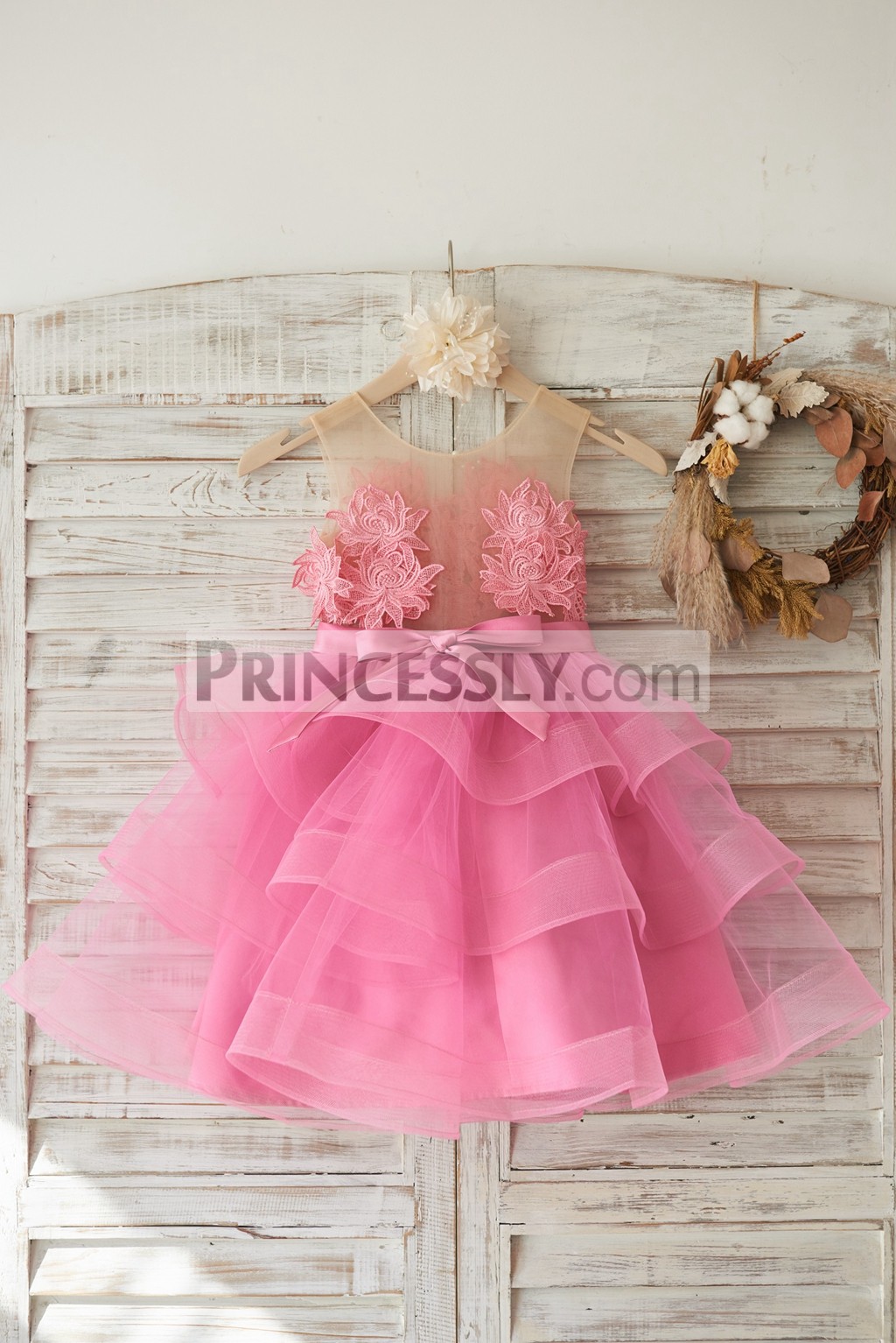 Sheer tank top layered cupcake skirt wedding baby girl dress