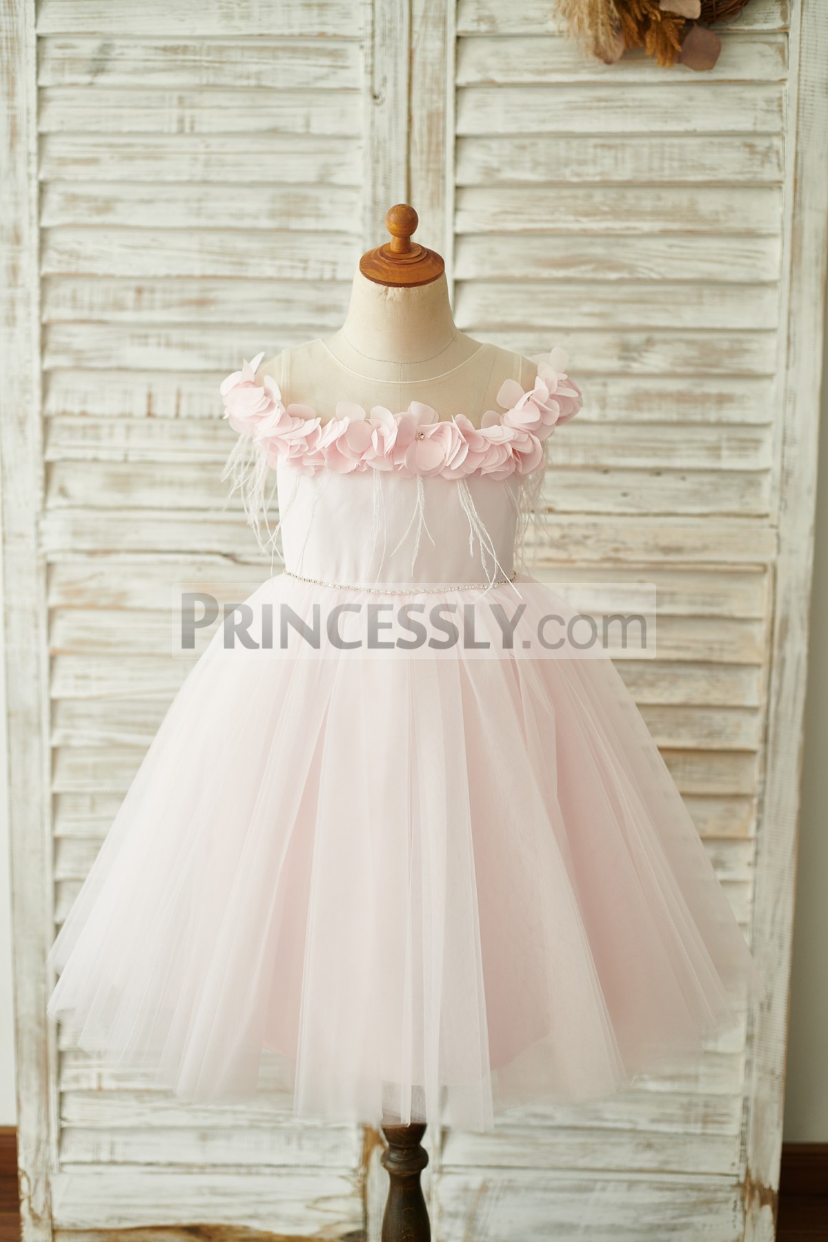 Pink Satin Tulle Wedding Baby Girl Dress