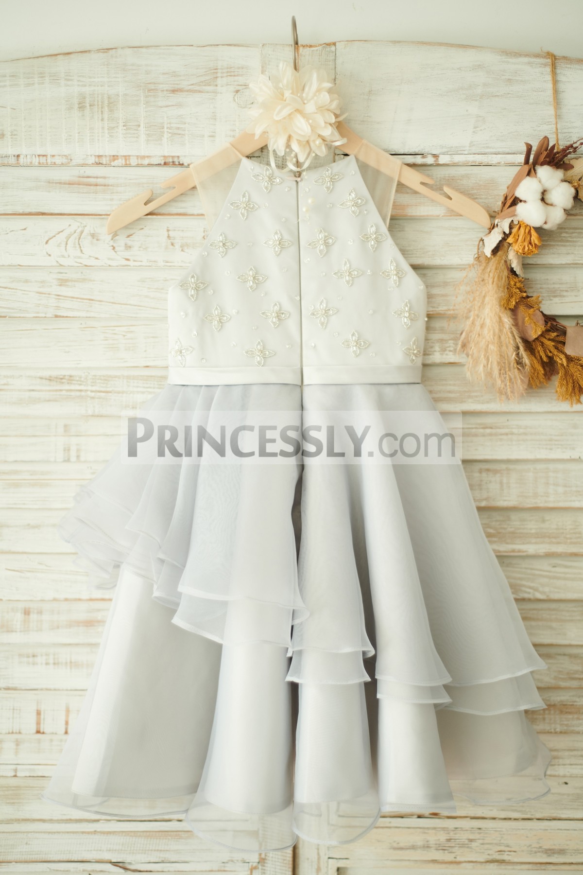 Satin Bodice Organza Skirt Wedding Baby Girl Dress
