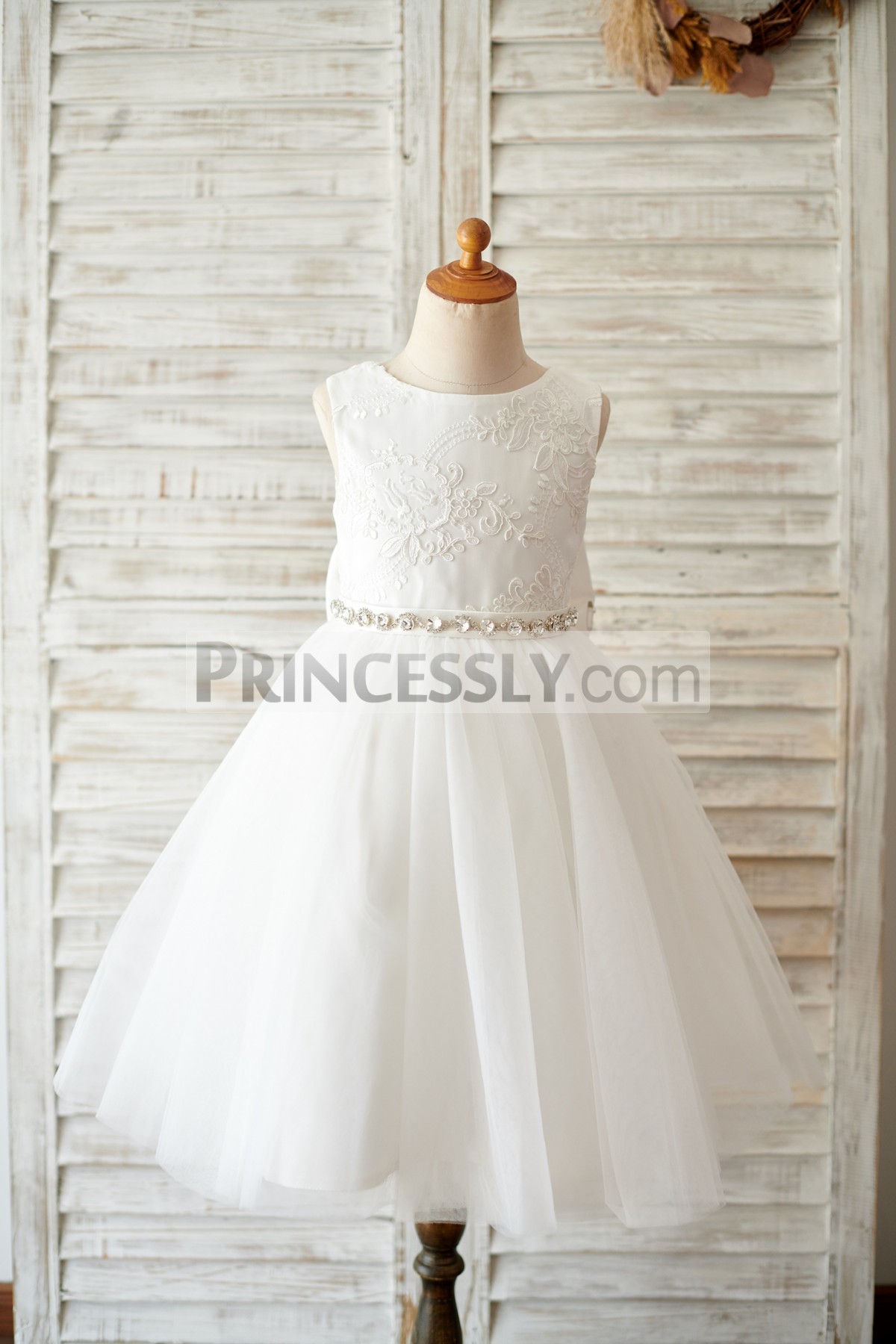 Lace Tulle Ivory Flower Girl Dress for Wedding