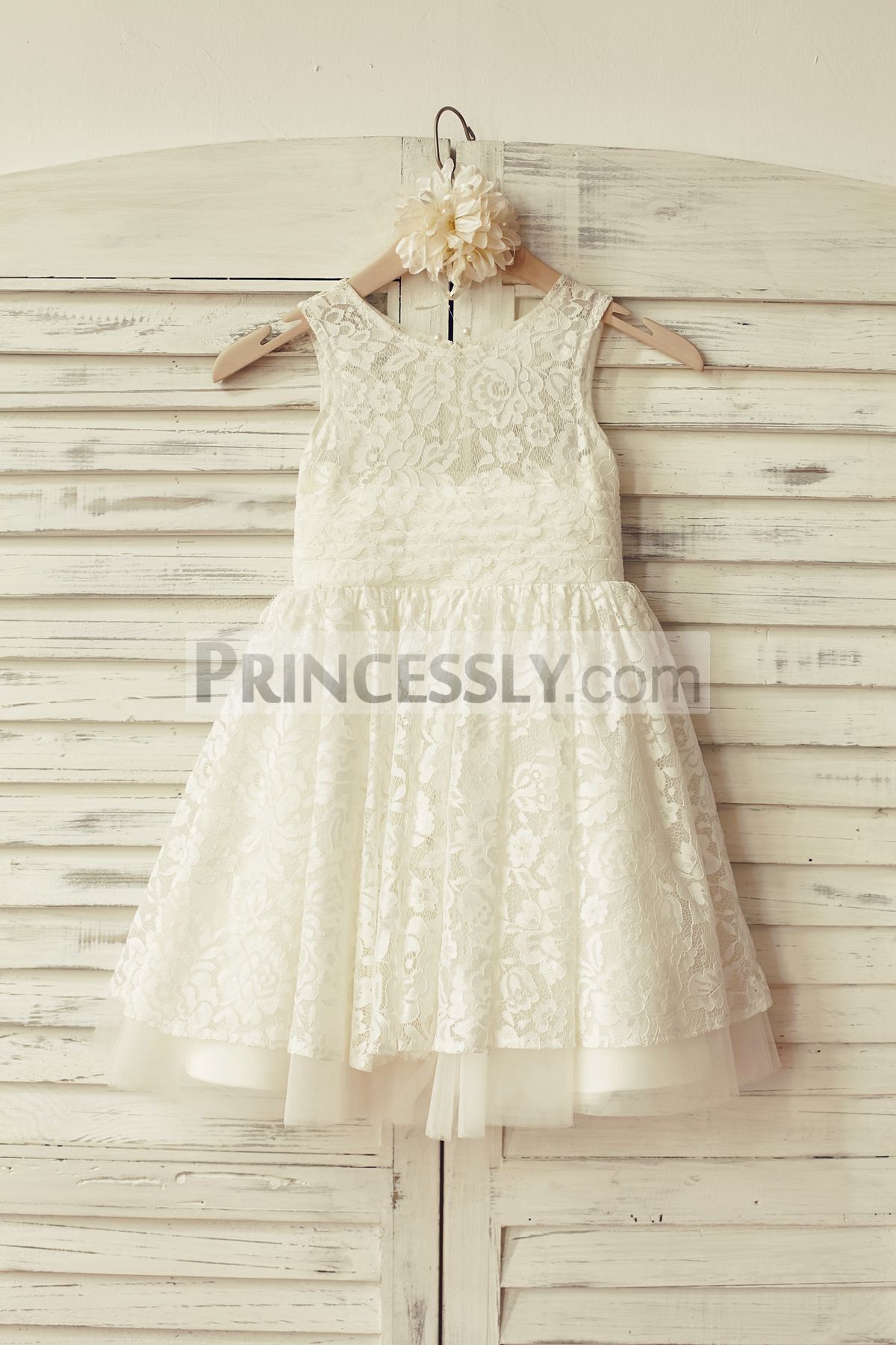 Ivory lace tulle wedding little girl dress