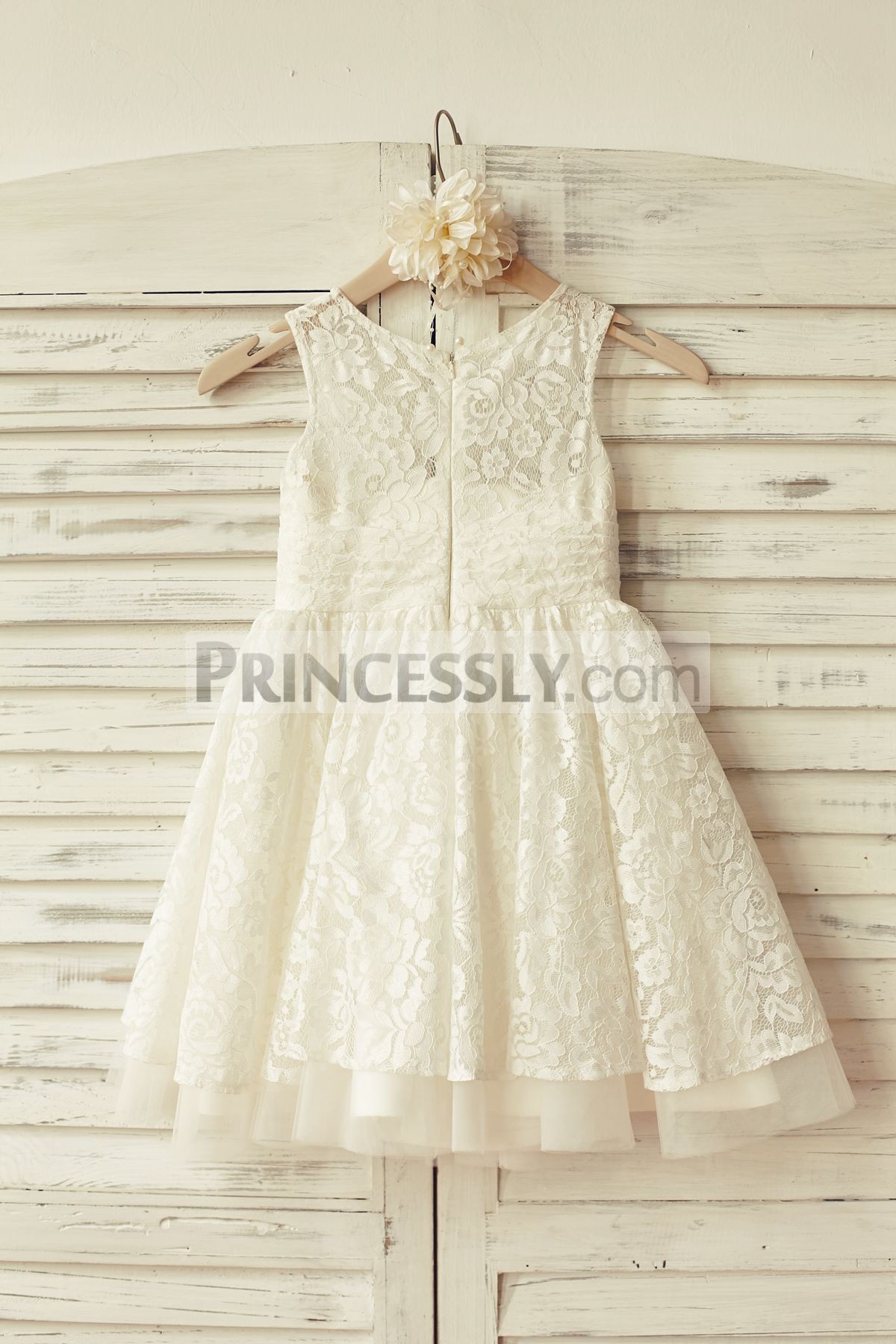 Ivory lace tulle flower girl dress
