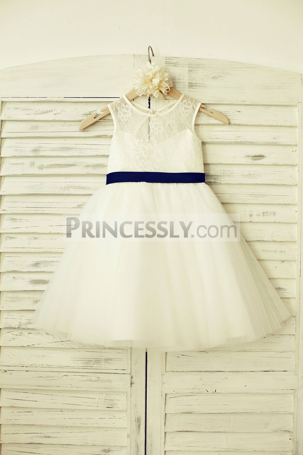 Lace tulle ivory flower girl dress