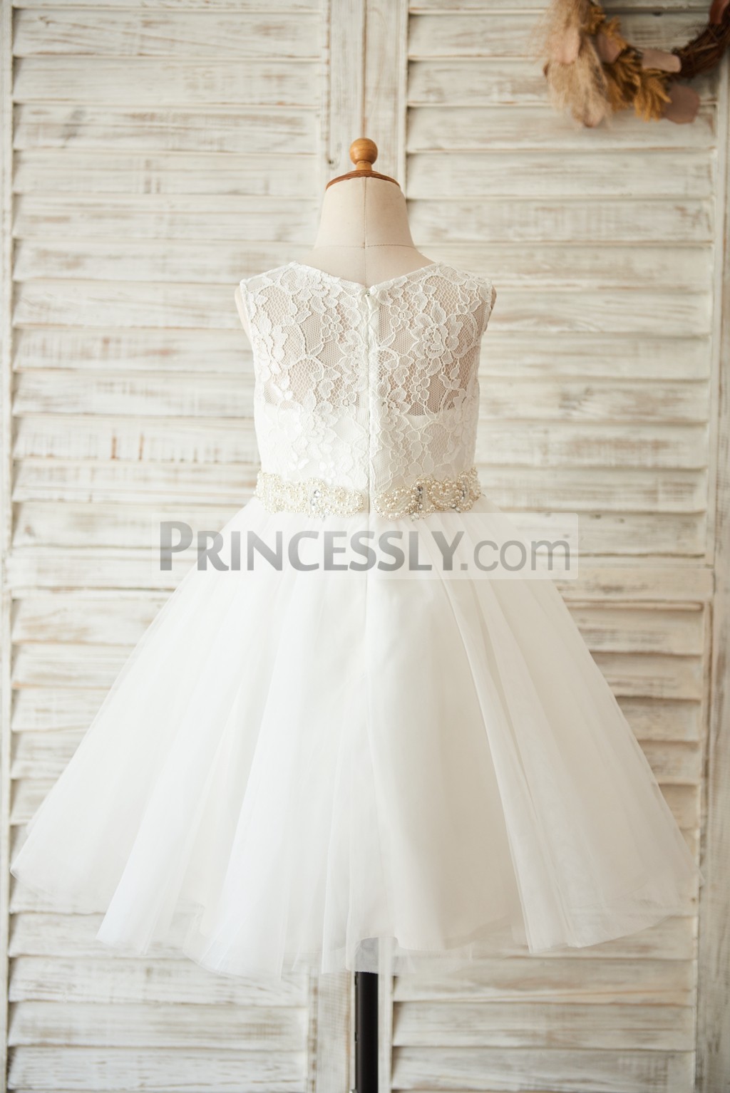 Lace tulle ivory wedding little girl dress