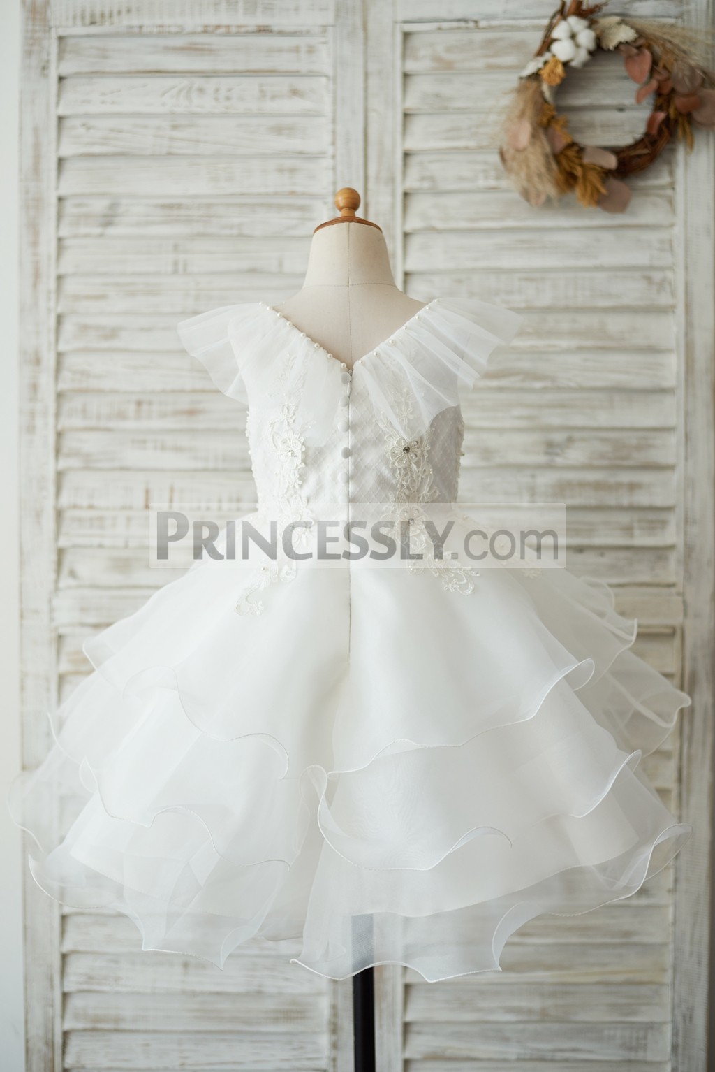 Princess layered organza cupcake wedding baby girl dress