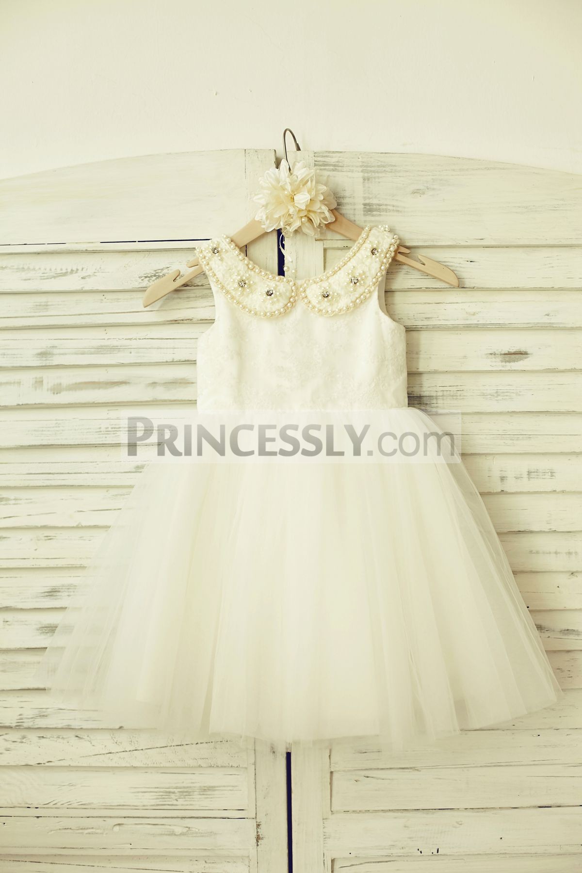 Ivory lace tulle flower girl dress