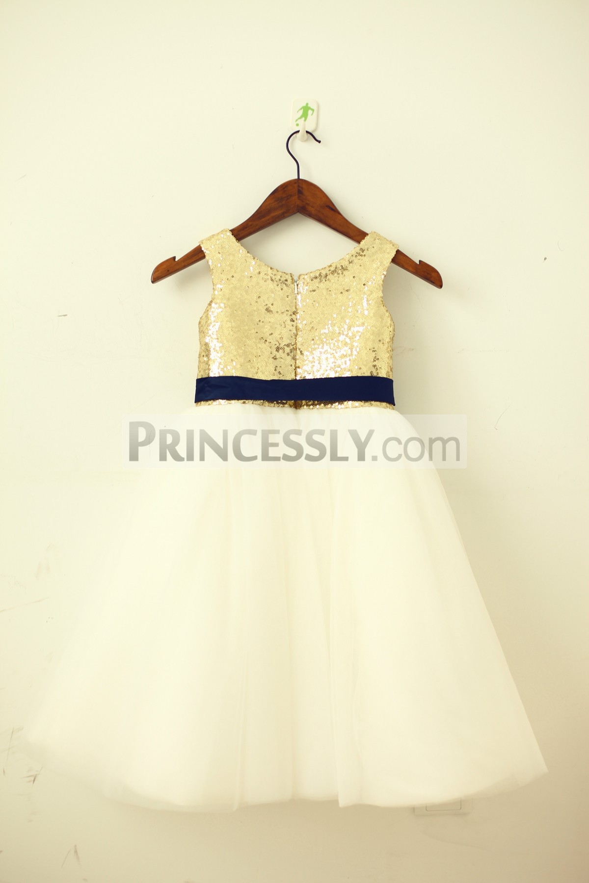 Gold sequins ivory tulle wedding baby girl dress