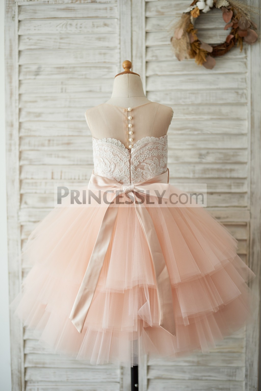 Tulle cupcake skirt peach pink wedding baby girl dress