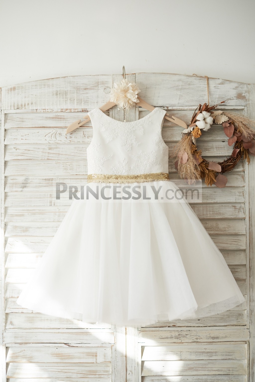 Ivory lace tulle wedding baby girl dress